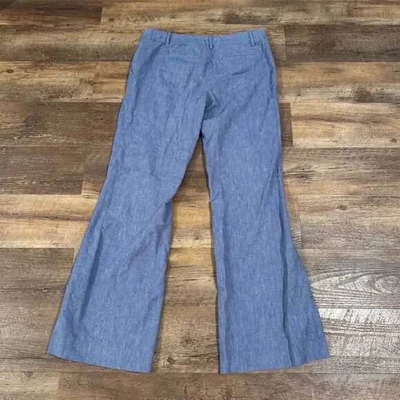 Banana Republic Martin Wide Leg Pants Blue Cotton Linen Lightweight Breathable 6 - Picture 2 of 9